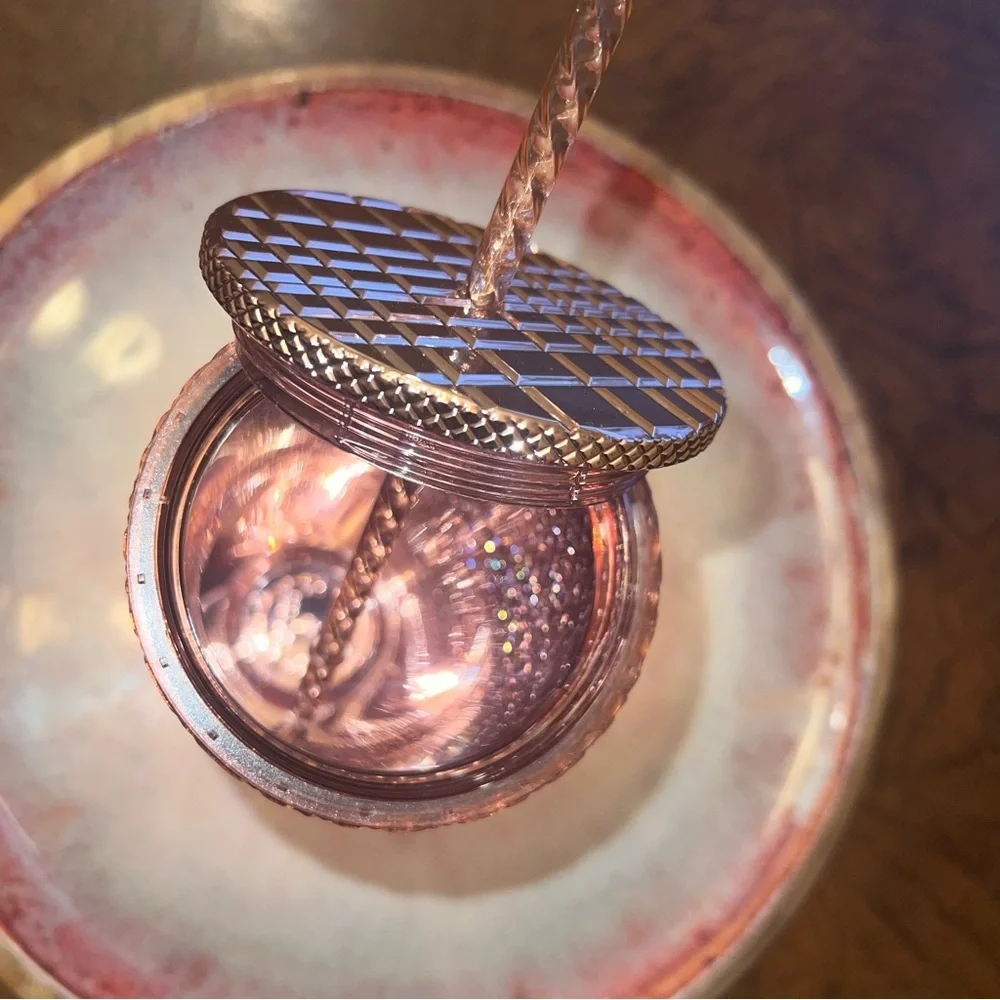 Rose Gold Metallic Starbucks Geometric Disco Cold Tumbler 24oz NWT - Picture 5 of 6